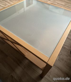 Holztisch mit Glasplatte (90 x 90cm) Bild 4
