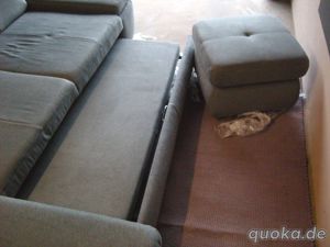 Couch Wohnlandschaft Sofa Argo Nemo Möbel Ehrmann  grau mit Hocker+Nierenkissen Bild 9