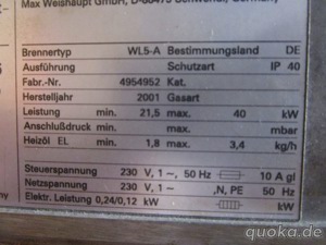 Weishaupt Ölbrenner WL5 A, 21-5-40KW Bild 3