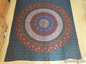Neu: mandalaartige Blumendecke Tantramassage Ritualdecke 100% Premium Cotton Tapestry ca. 220x200cm