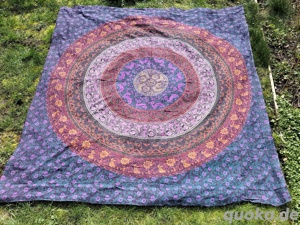 Neu: mandalaartige Blumendecke Tantramassage Ritualdecke 100% Premium Cotton Tapestry ca. 220x200cm Bild 2