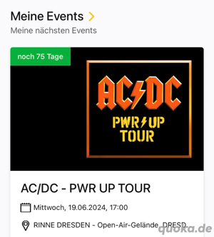 2 x Karten für AC DC in Dresden PWR UP TOUR 19. Juni Rinne-Dresden Bild 1