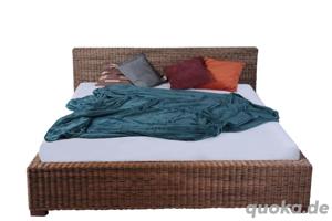 Rattan Bett Korb Bett Natur aus Rattan-Geflecht 180 x 200 cm ALARIC Bild 3