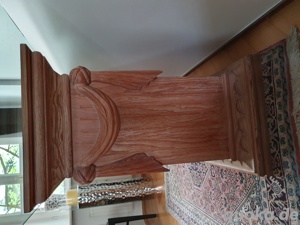 Exklusiver, schöner Säulen Tisch mit Glasplatte Schreibtisch Ablagetisch Holzsäulen TOP! Bild 8