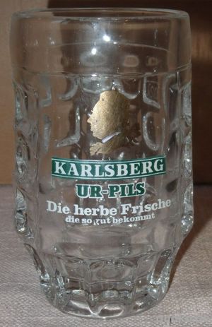 HK FI YE Bierglas Karlsberg Ur-Pils 0,2l Bierseidel Bierkrug Trinkglas kaum gebraucht einwandfrei er