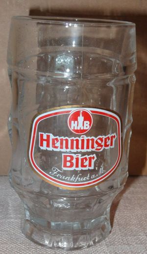 HK SAHM Bierglas Henninger Bier Frankfurt a.M. 0,2l Bierseidel Bierkrug Trinkglas kaum gebraucht ein