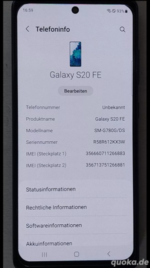 Samsung Galaxy S20 FE SM-G780G DS - 128GB -8GB RAM- Navy Cloud- Simlockfrei*neuwertig* Bild 5