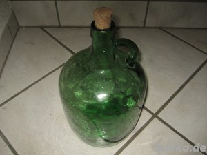 5 Liter Korbflasche mit Stopfen und Henkel grün für Schnaps oder Wein Bild 2