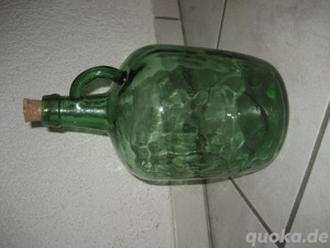 5 Liter Korbflasche mit Stopfen und Henkel grün für Schnaps oder Wein Bild 3