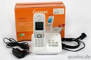 Siemens Gigaset A420A weiß Funktelefon m. AB Basisstation Netzteil OVP 