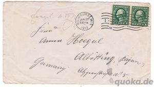 George Washington One Cent Postage Stamp, 1913 Milwaukee. Wis letter
