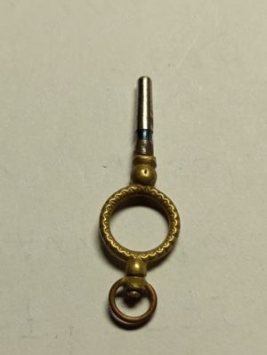  Spindeltaschenuhr mit Zentralsekunde, funktioniert, Kette OK,bemaltes Emailblatt Bild 10