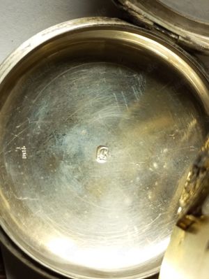  Spindeltaschenuhr mit Zentralsekunde, funktioniert, Kette OK,bemaltes Emailblatt Bild 5
