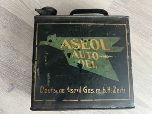  Oldtimer Blechdose Aseol Auto Oel, original aus den 30 er Jahren, Zeitz Bild 6