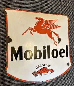  Emailschild Mobiloel Gargoyle um 1930