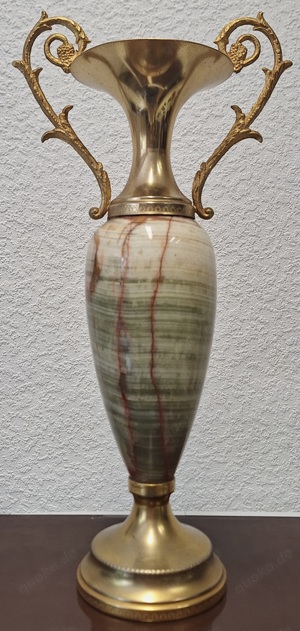 2x Amphoren Onyx Marmor, Messing, Vase, Vintage  Bild 2