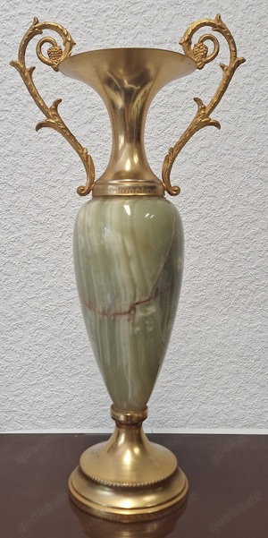 2x Amphoren Onyx Marmor, Messing, Vase, Vintage  Bild 5