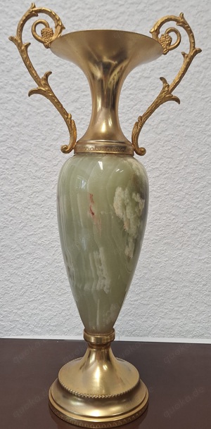 2x Amphoren Onyx Marmor, Messing, Vase, Vintage  Bild 3