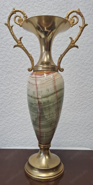 2x Amphoren Onyx Marmor, Messing, Vase, Vintage  Bild 4