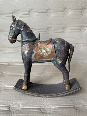 Altes antikes Holzpferd Pferd Holz Schaukelpferd Landhaus Shabby Chic Deko 