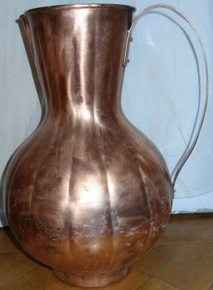 DM Kupferkanne Zint Handarbeit 548 48 alt groß Bodenvase Kanne Kupfer 48H Umfang 50
