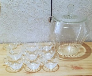 Bowle-Glasset   altes Glas   gebrauchter, guter Zustand Bild 4