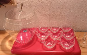 Bowle-Glasset   altes Glas   gebrauchter, guter Zustand