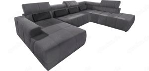 Wohnlandschaft 359cm Grau Brandon Luxus Microfaser U-Form Sofa Bild 3