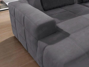 Wohnlandschaft 359cm Grau Brandon Luxus Microfaser U-Form Sofa Bild 4