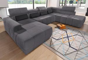 Wohnlandschaft 359cm Grau Brandon Luxus Microfaser U-Form Sofa Bild 7