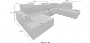 Wohnlandschaft 359cm Grau Brandon Luxus Microfaser U-Form Sofa Bild 2