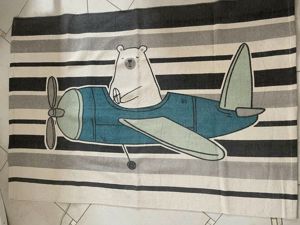 Spiel-Teppich Kinder-Zimmer Bär Flieger Flugzeug Öko neu Bild 2