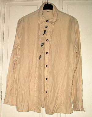 K Bluse Trachtenbluse hellbeige Viscose Polyester Gr. 38 ältere Damenbluse gut erhalten Kleidung