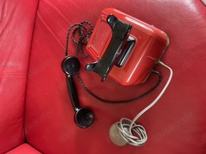 Telefon antik , rot 1968 Deko! Metall schwer Bild 3