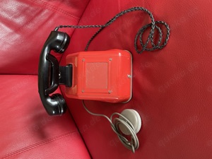Telefon antik , rot 1968 Deko! Metall schwer Bild 1