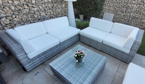 Lounge Ecke grau-weiß für den Gartenbereich Bild 3