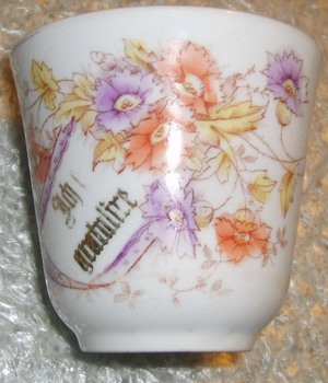 CN Alte Tasse ICH GRATULIERE Porzellan mit Blumenmotiv Goldschrift sehr gut erhalten Sammeltasse