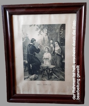   die Heilige Familie - sehr alte, religiöse Darstellung, hochwertig gerahmt, hinter Glas Bild 7