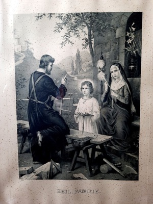   die Heilige Familie - sehr alte, religiöse Darstellung, hochwertig gerahmt, hinter Glas Bild 4