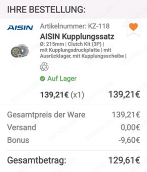 verkaufe Kupplungssatz neu