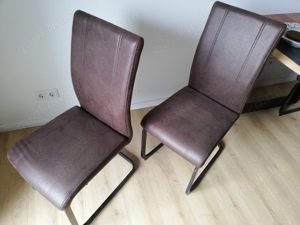 2 Eßtisch-Leder-Stühle, braun, neu Bild 2