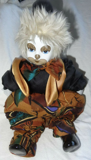 D02L Clownfigur Gesicht Hände Schuhe aus Porzellan stehend 36cm Sammelfigur einwandfrei erhalten