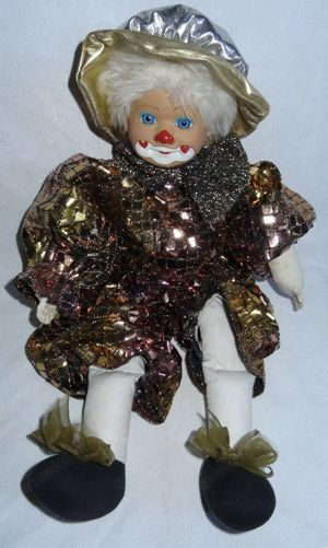 D03L Clownfigur Gesicht aus Keramik sitzend 40cm Sammelfigur gut erhalten
