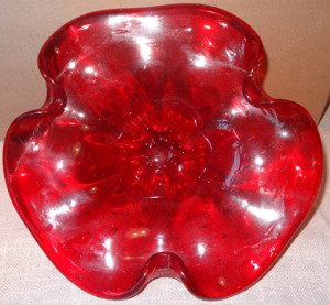 DK Schale Blütenform Glasschale Dekoschale Glas rot  25xh8,5 einwandfrei erhalten