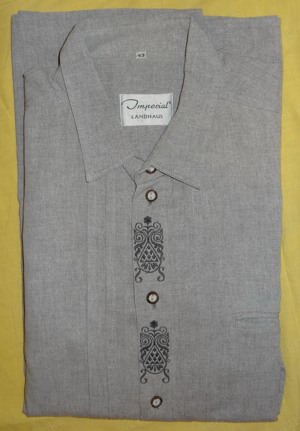 KKH Imperial Landhaus Hemd Trachtenhemd Herren Gr.43 Baumwolle Polyester hellgrau wenig getragen ein Bild 5