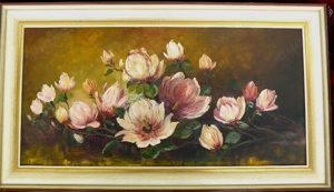 Gemälde Rudolf Winter Magnolien 93x53. B062 