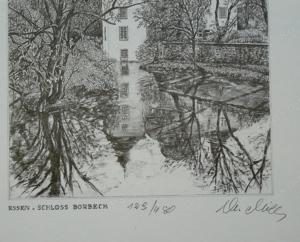 Schloss Borbeck alte Grafik 43x33. B075 Bild 2