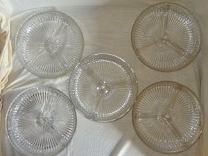 CT Glasschale 5X für Knabbergebäck gleiche Servierschale rund 3 geteilt 20x4 gut erhalten  für Buffe