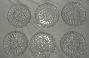 CT Glasschale 6X gleiche Servierschalen rund 3 geteilt 19x4 für den Esstisch Buffet Gebrauchtes aber