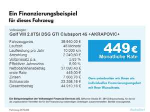 Volkswagen Golf GTI Golf VIII 2.0TSI DSG GTI Clubsport 45 +AKRAPOVIC+ Bild 4